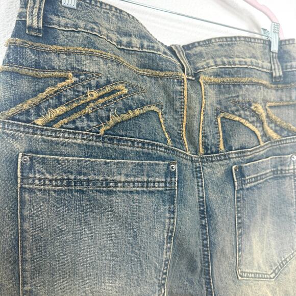 JADED LONDON Y2K Baggy Bermuda Denim Shorts Blue Distressed Jeans 36 Men’s - Picture 7 of 9